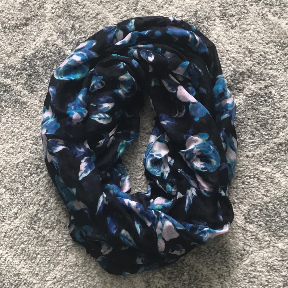 Xhilaration blue/black/pink floral infinity loop scarf